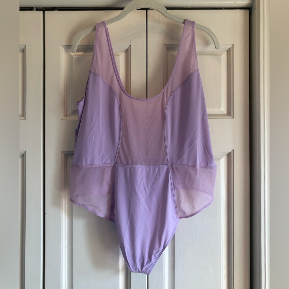 Parade lavender showoff tank bodysuit-silky and mesh fabric, 3X